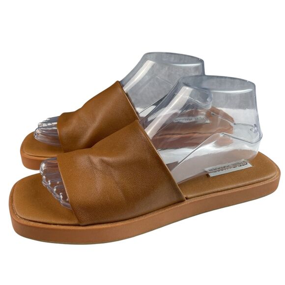 Steve Madden Women’s Holmes Slide Sandals 9M Brown Leather Slip-On Flats - Picture 3 of 9